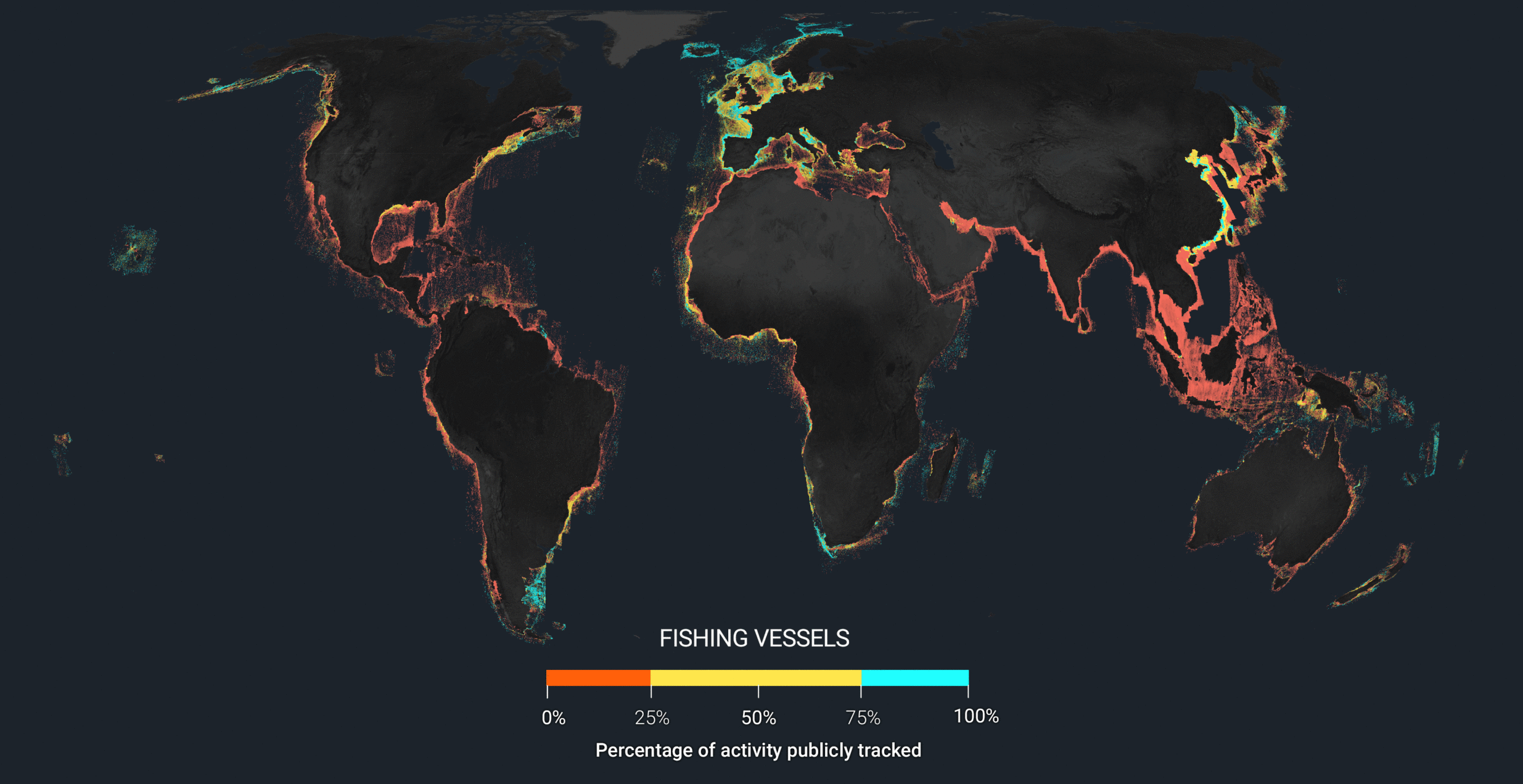 World fishing activity GFW map